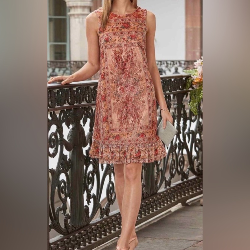 NWT Sundance floral glory  Sleeveless Floral Mini Dress in Blush and Coral SZ L